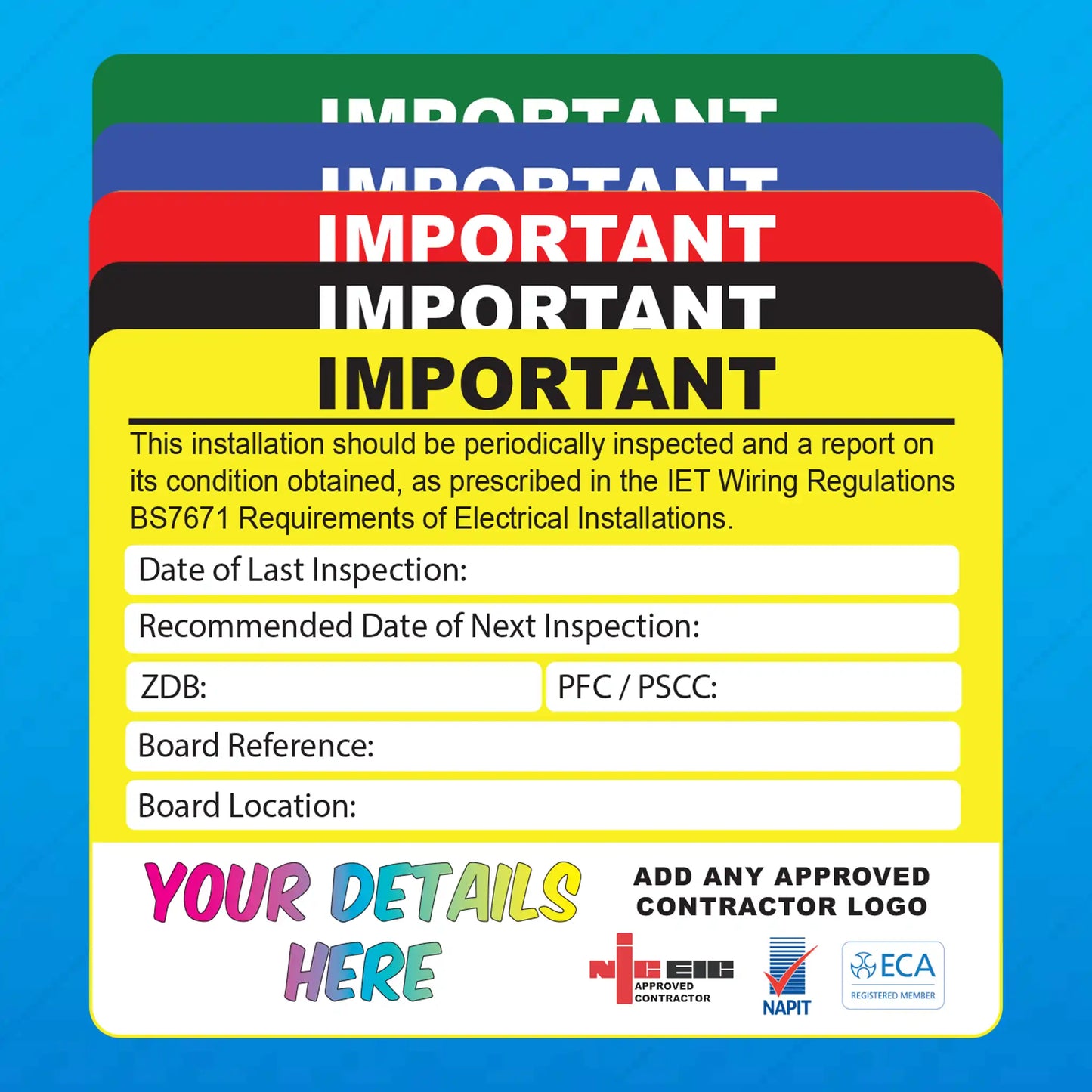 Personalised Periodic Inspection Stickers - Version 5