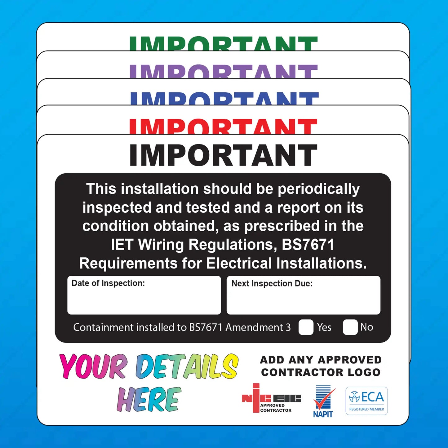 Personalised Periodic Inspection Stickers - Version 4