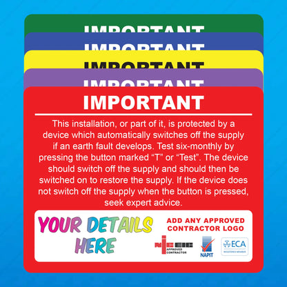 Personalised RCD Test Stickers
